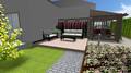 projekt ogrodu geometrycznego - patio przy drewutni - wizualizacja nr 2